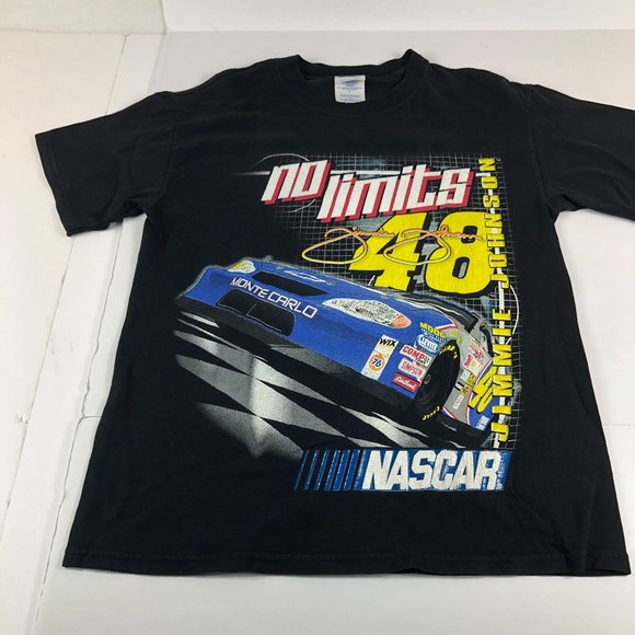 Jimmie Johnson NASCAR Shirt Men's Medium Black Colorful No Limits Racing Tee #48 - Picture 1 of 15